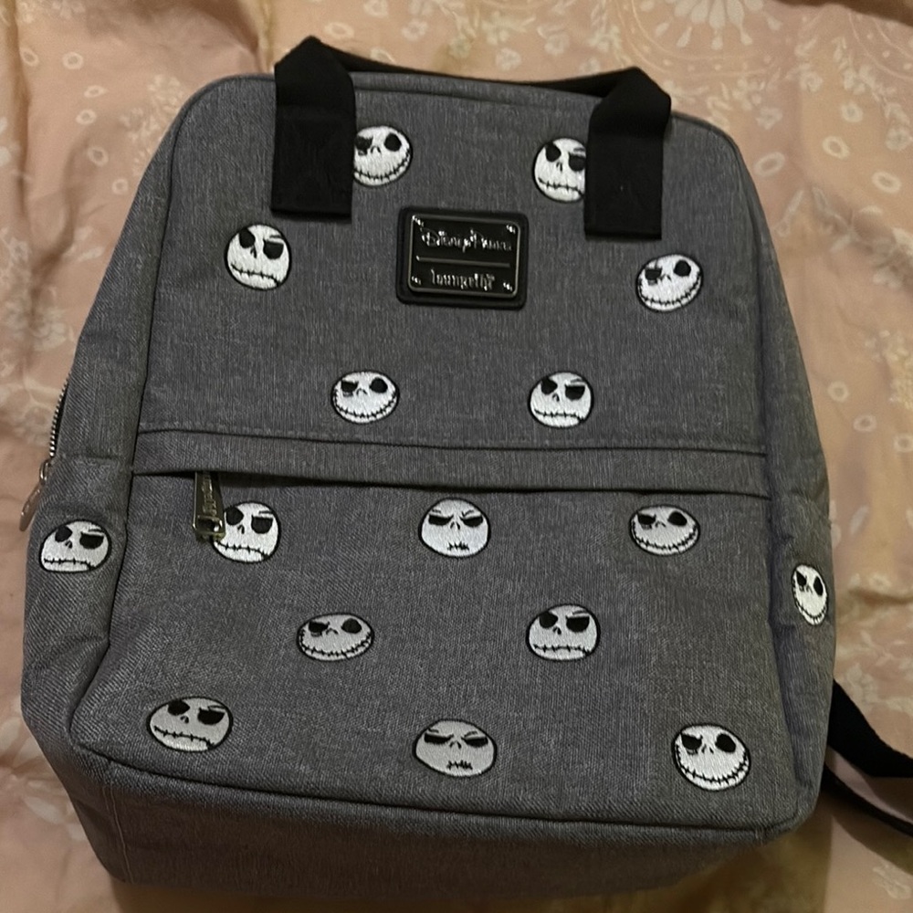 Loungefly Gray Backpack with Jack Skellington Design